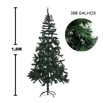 Imagem de Árvore Natal Tradicional Verde 1,5M E 237 Ou 1,8M Com 388 Galhos Luxo Decoração Apoio De Metal