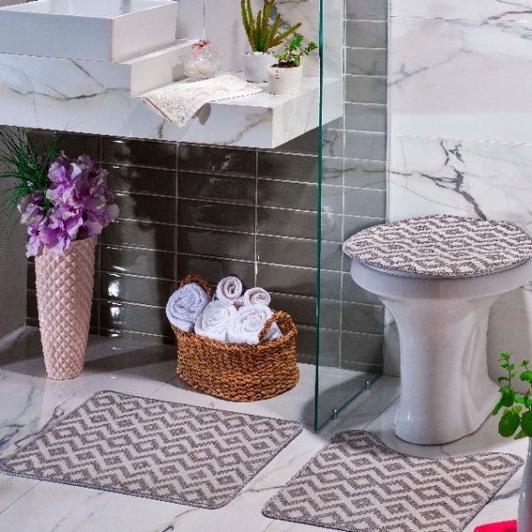 Imagem de Kit Tapetes Antiderrapante  Para Banheiro 3 Unidades - Oasis
